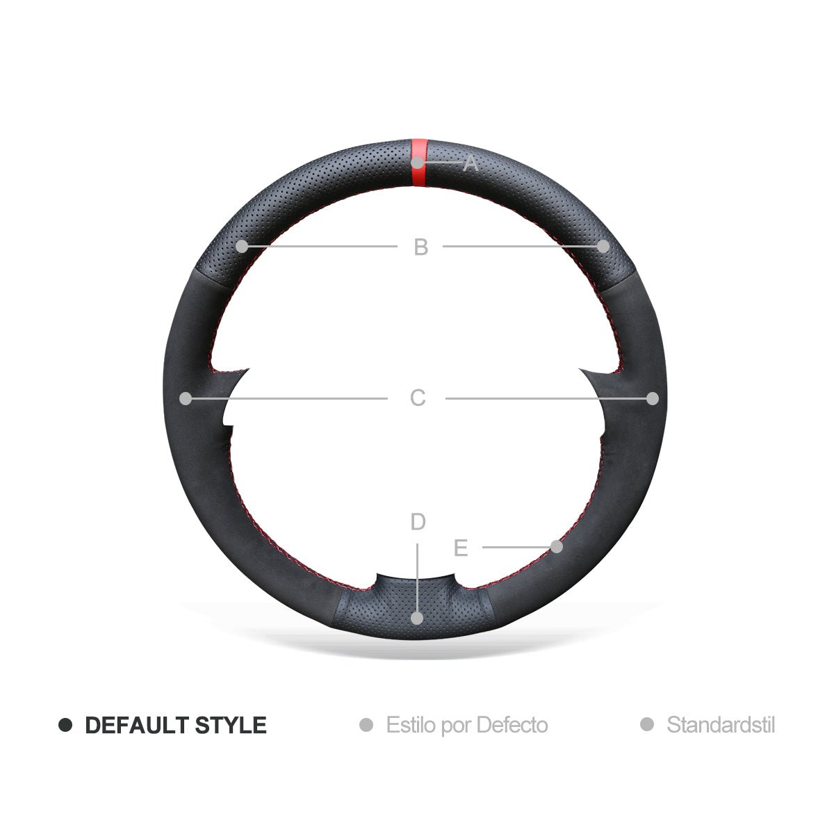 MEWANT Black Real Genuine Leather Suede Car Steering Wheel Cover for Volkswagen VW Golf 4 Passat B5 Polo Bora Sharan for Seat Leon MK1 (1M) for Skoda Fabia 1 (6Y) - Alcantara, Leather, Carbon Fiber, Easy Install, Non - Slip, Best Steering Wheel Cover