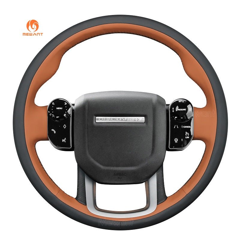 MEWANT Black Real Leather Suede Hand Stitched Car Steering Wheel Cover for Land Rover Range Rover Sport 2018 - 2021 - Alcantara, Leather, Carbon Fiber, Easy Install, Non - Slip, Best Steering Wheel Cover