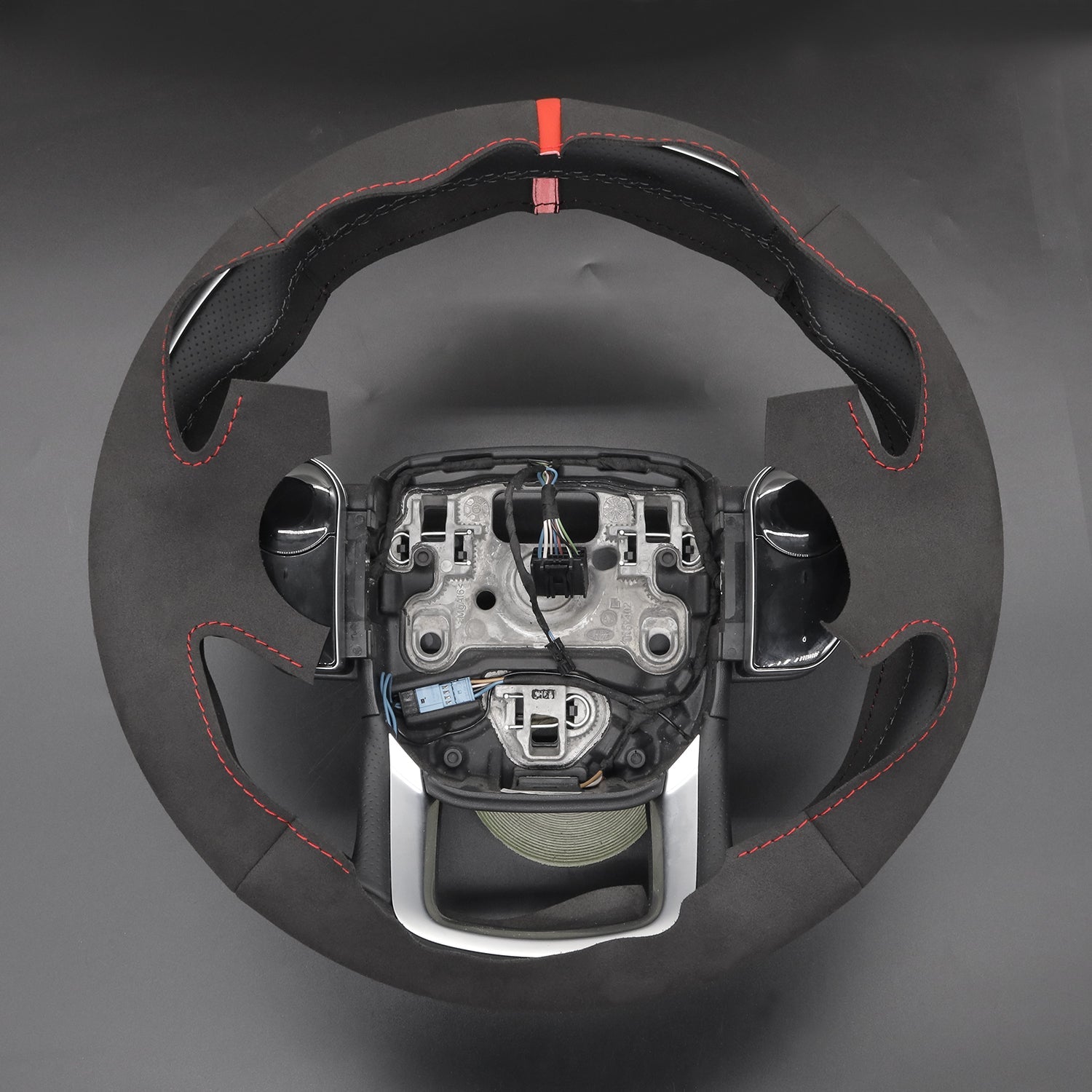 MEWANT Black Real Leather Suede Hand Stitched Car Steering Wheel Cover for Land Rover Range Rover Sport 2018 - 2021 - Alcantara, Leather, Carbon Fiber, Easy Install, Non - Slip, Best Steering Wheel Cover