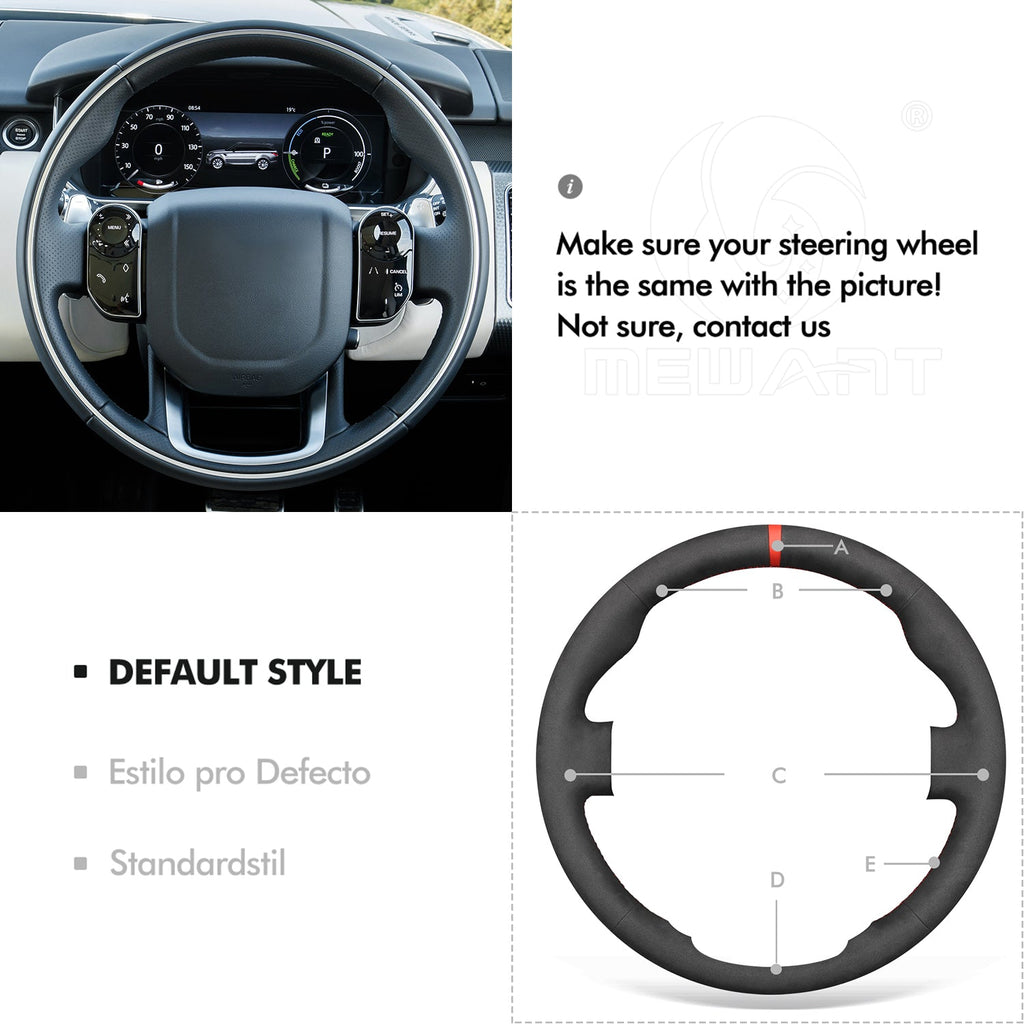 MEWANT Black Real Leather Suede Hand Stitched Car Steering Wheel Cover for Land Rover Range Rover Sport 2018 - 2021 - Alcantara, Leather, Carbon Fiber, Easy Install, Non - Slip, Best Steering Wheel Cover