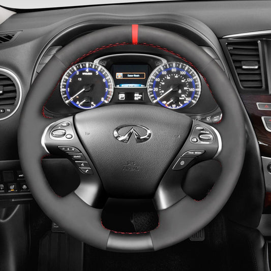 MEWANT Black Suede Beige Leather Car Steering Wheel Cover for Infiniti JX35 M25 M35 M37 M56 Q70 QX60 for Nissan Murano Pathfinder - Mewant Cover