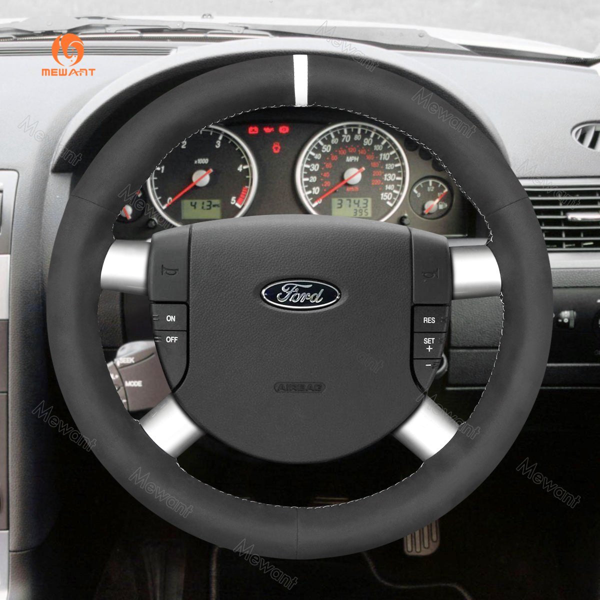 MEWANT Black Suede Car Steering Wheel Cover for Ford Mondeo / Galaxy - Mewant Cover