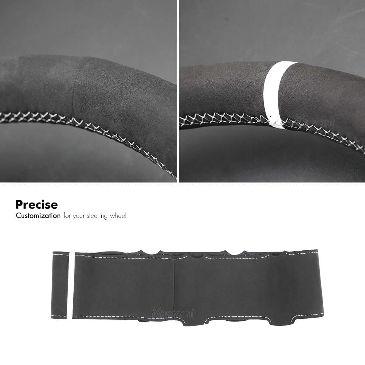 MEWANT Black Suede Car Steering Wheel Cover for Ford Mondeo / Galaxy - Alcantara, Leather, Carbon Fiber, Easy Install, Non - Slip, Best Steering Wheel Cover