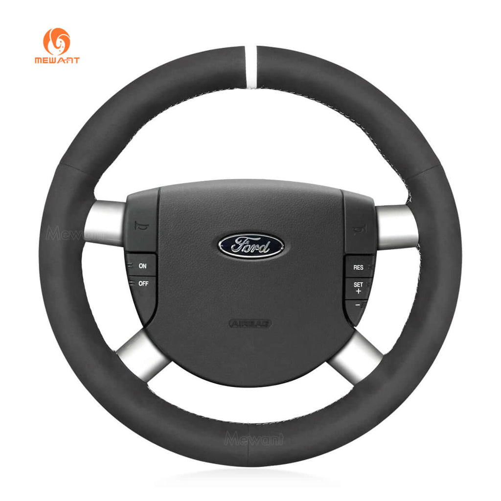 MEWANT Black Suede Car Steering Wheel Cover for Ford Mondeo / Galaxy - Alcantara, Leather, Carbon Fiber, Easy Install, Non - Slip, Best Steering Wheel Cover