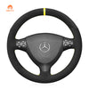 MEWANT Black Suede Car Steering Wheel Cover for Mercedes Benz A - Class W169 2004 - 2012 - Alcantara, Leather, Carbon Fiber, Easy Install, Non - Slip, Best Steering Wheel Cover