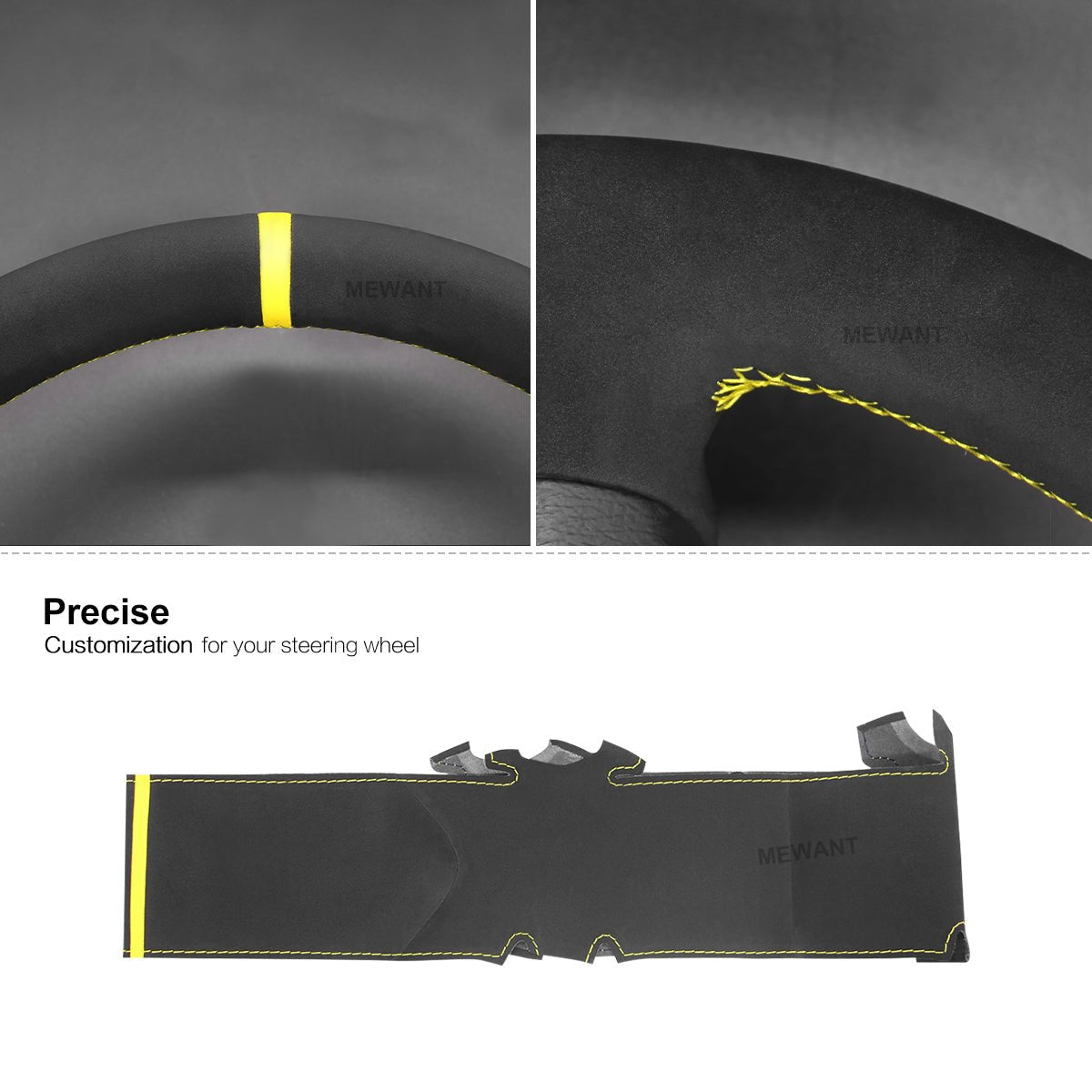 MEWANT Black Suede Car Steering Wheel Cover for Mercedes Benz A - Class W169 2004 - 2012 - Alcantara, Leather, Carbon Fiber, Easy Install, Non - Slip, Best Steering Wheel Cover