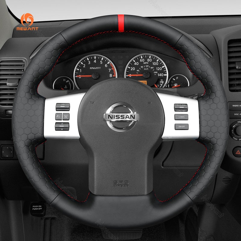 MEWANT Black Suede Car Steering Wheel Cover for Nissan Frontier 2005 - 2021 / Pathfinder 2005 - 2012 / Xterra 2005 - 2015 - Alcantara, Leather, Carbon Fiber, Easy Install, Non - Slip, Best Steering Wheel Cover