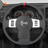 MEWANT Black Suede Car Steering Wheel Cover for Nissan Frontier 2005 - 2021 / Pathfinder 2005 - 2012 / Xterra 2005 - 2015 - Alcantara, Leather, Carbon Fiber, Easy Install, Non - Slip, Best Steering Wheel Cover