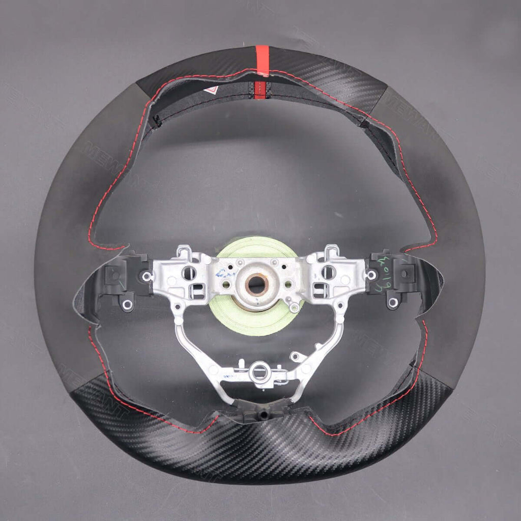 MEWANT Black Suede Car Steering Wheel Cover for Toyota Aygo 2 Peugeot 108 Citreon C1 2014 - 2021 - Alcantara, Leather, Carbon Fiber, Easy Install, Non - Slip, Best Steering Wheel Cover