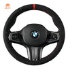 MEWANT Black Suede Carbon Fiber Car Steering Wheel Cover for BMW G20 F44 G22 G26 G30 G32 G11 G14 G15 G16 G01 G02 G05 G06 G07 G29 - Alcantara, Leather, Carbon Fiber, Easy Install, Non - Slip, Best Steering Wheel Cover