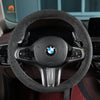 MEWANT Black Suede Carbon Fiber Car Steering Wheel Cover for BMW G20 F44 G22 G26 G30 G32 G11 G14 G15 G16 G01 G02 G05 G06 G07 G29 - Alcantara, Leather, Carbon Fiber, Easy Install, Non - Slip, Best Steering Wheel Cover