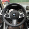 MEWANT Black Suede Carbon Fiber Car Steering Wheel Cover for BMW G20 F44 G22 G26 G30 G32 G11 G14 G15 G16 G01 G02 G05 G06 G07 G29 - Alcantara, Leather, Carbon Fiber, Easy Install, Non - Slip, Best Steering Wheel Cover