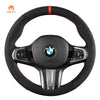 MEWANT Black Suede Carbon Fiber Car Steering Wheel Cover for BMW G20 F44 G22 G26 G30 G32 G11 G14 G15 G16 G01 G02 G05 G06 G07 G29 - Alcantara, Leather, Carbon Fiber, Easy Install, Non - Slip, Best Steering Wheel Cover