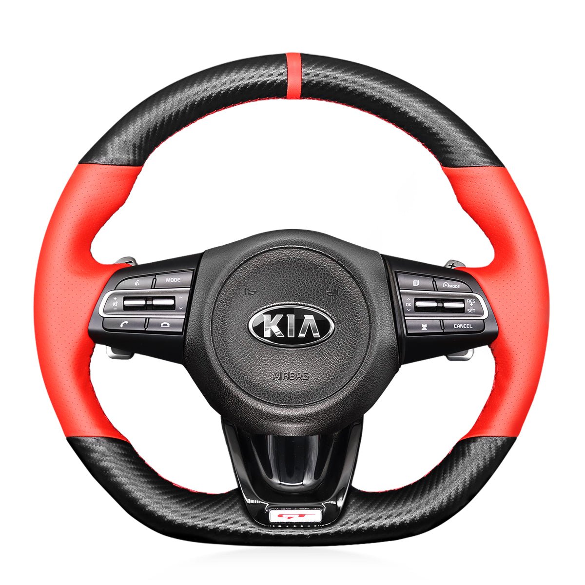 MEWANT Black Suede Leather Matte PU Carbon Fiber Car Steering Wheel Cover Braids for Kia Stinger 2017 2018 2019 2020 - Alcantara, Leather, Carbon Fiber, Easy Install, Non - Slip, Best Steering Wheel Cover