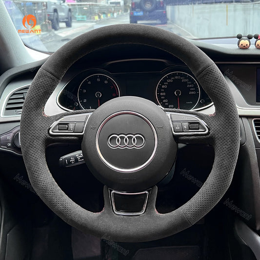 MEWANT Car Steering Wheel Cover for Audi A1 (8X) A3 (8V) Sportback A4 (B8) Avant A5 (8T) A6 (C7) A7 (G8) A8 (D4) Q3 (8U) Q5 (8R) - Mewant Cover