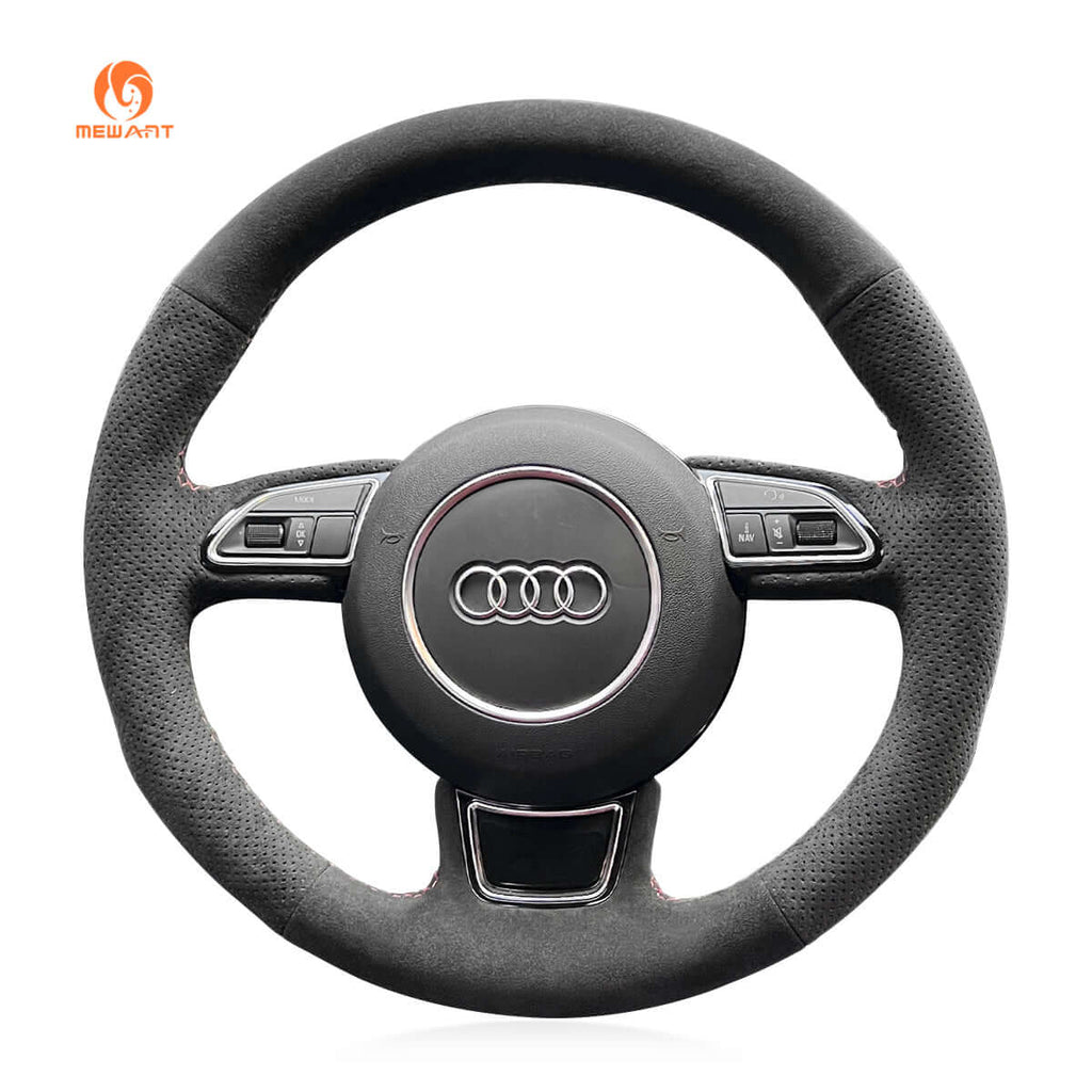 MEWANT Car Steering Wheel Cover for Audi A1 (8X) A3 (8V) Sportback A4 (B8) Avant A5 (8T) A6 (C7) A7 (G8) A8 (D4) Q3 (8U) Q5 (8R) - Alcantara, Leather, Carbon Fiber, Easy Install, Non - Slip, Best Steering Wheel Cover