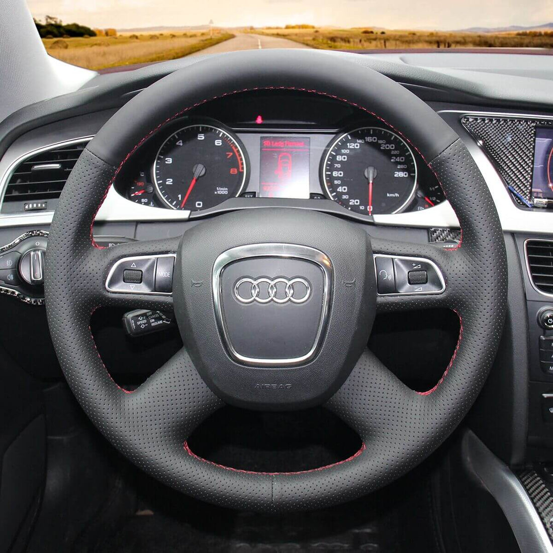 MEWANT Steering Wheel Cover for Audi A3 A4 B8 A6 C6 A8 A8 L Q5 Q7 S8 2005-2013
