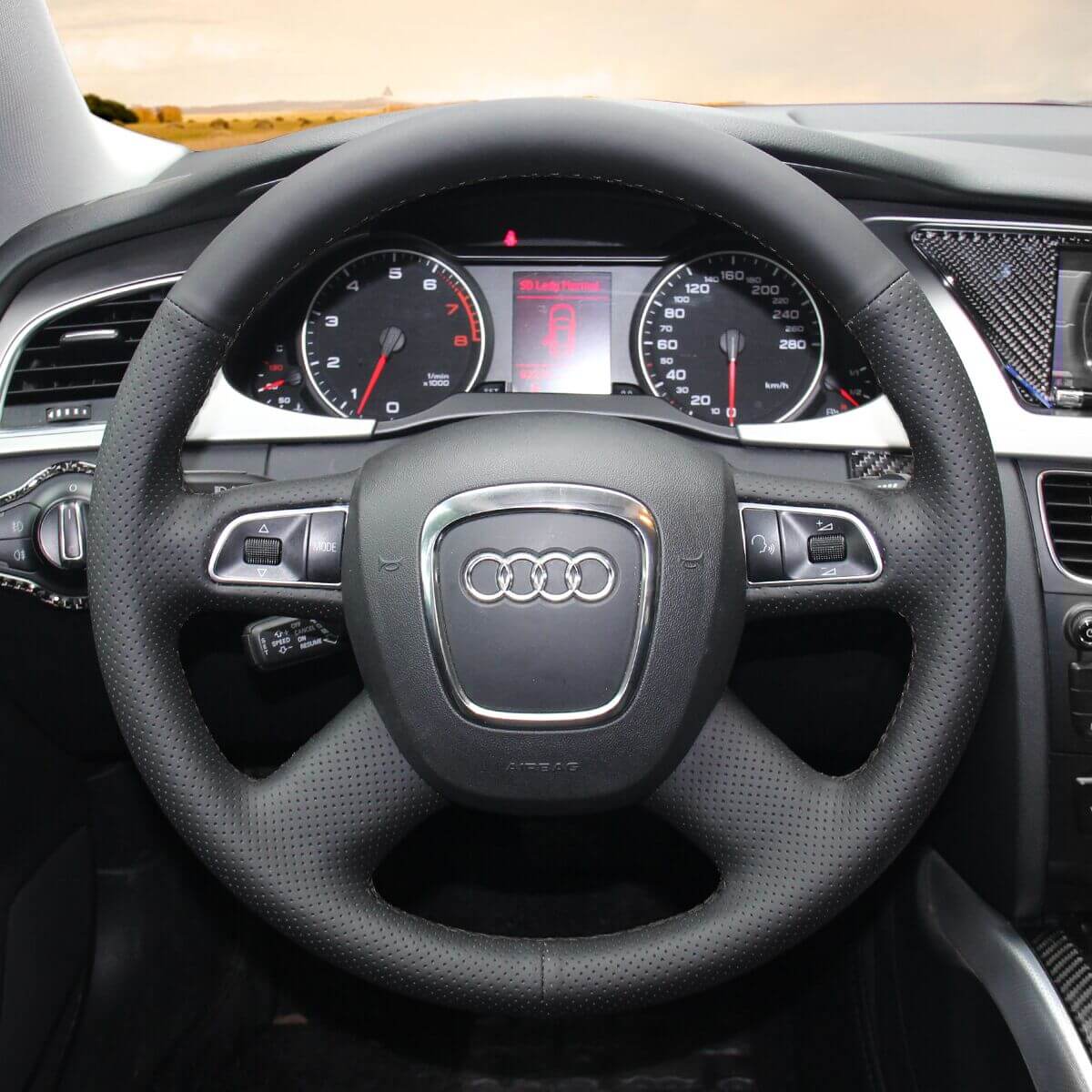 MEWANT Car Steering Wheel Cover for Audi A3 / A4 (B8) / A6 (C6) / A8 A8 L / Q5 / Q7 / S8 - Alcantara, Leather, Carbon Fiber, Easy Install, Non - Slip, Best Steering Wheel Cover