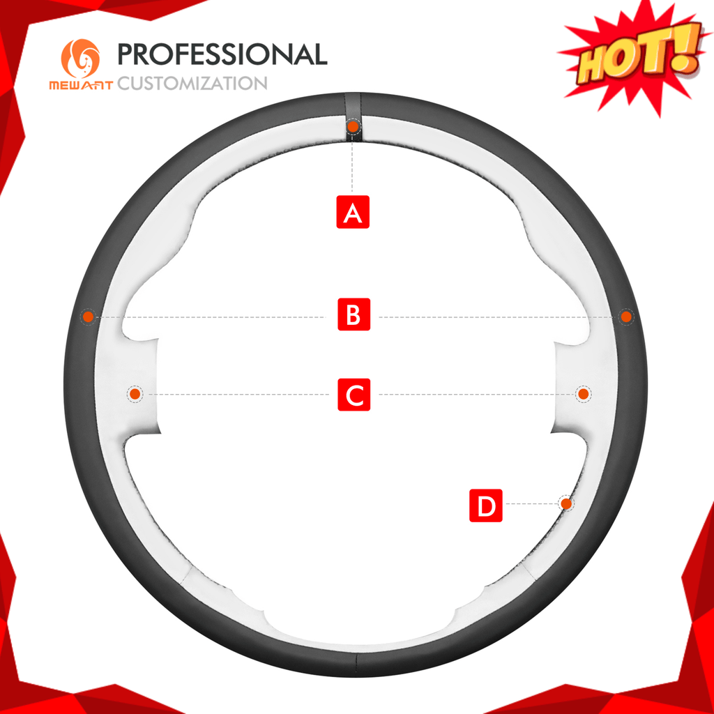 MEWANT Car Steering Wheel Cover for Fiat 500 2007 - 2015 / Fiat 500e 2014 - 2018 / Fiat 500C 2014 - 2017 - Alcantara, Leather, Carbon Fiber, Easy Install, Non - Slip, Best Steering Wheel Cover