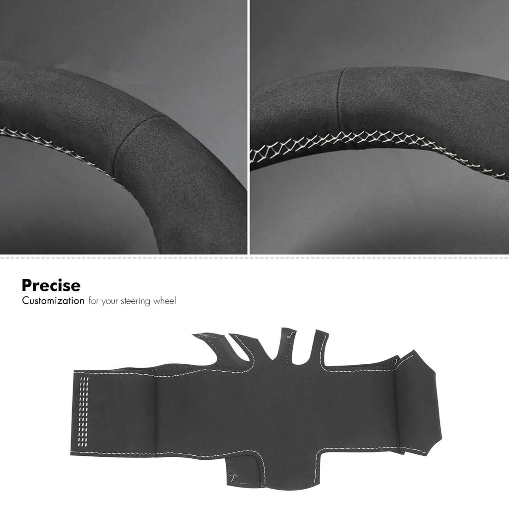 MEWANT Car Steering Wheel Cover for Ford Bronco Sport/ Ford Focus IV/ Kuga III Puma/ Bronco Sport/ Fiesta VII/ Maverick/ Tourneo Courier/ Tourneo Custom/ Transit/ E - Transit/Transit Courier/ Transit Custom/ Escape - Alcantara, Leather, Carbon Fiber, Easy Install, Non - Slip, Best Steering Wheel Cover