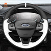 MEWANT Car Steering Wheel Cover for Ford Bronco Sport/ Ford Focus IV/ Kuga III Puma/ Bronco Sport/ Fiesta VII/ Maverick/ Tourneo Courier/ Tourneo Custom/ Transit/ E - Transit/Transit Courier/ Transit Custom/ Escape - Alcantara, Leather, Carbon Fiber, Easy Install, Non - Slip, Best Steering Wheel Cover