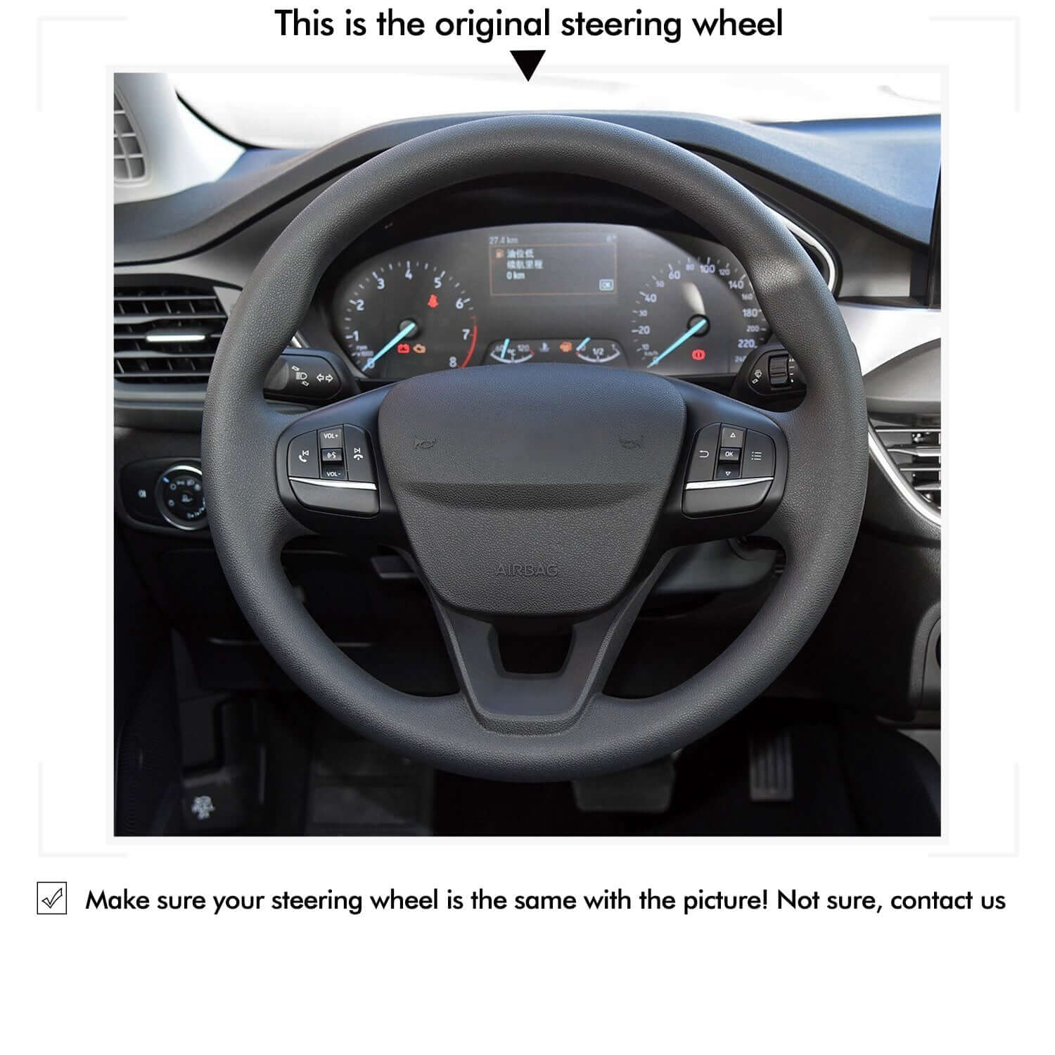 MEWANT Car Steering Wheel Cover for Ford Bronco Sport/ Ford Focus IV/ Kuga III Puma/ Bronco Sport/ Fiesta VII/ Maverick/ Tourneo Courier/ Tourneo Custom/ Transit/ E - Transit/Transit Courier/ Transit Custom/ Escape - Alcantara, Leather, Carbon Fiber, Easy Install, Non - Slip, Best Steering Wheel Cover