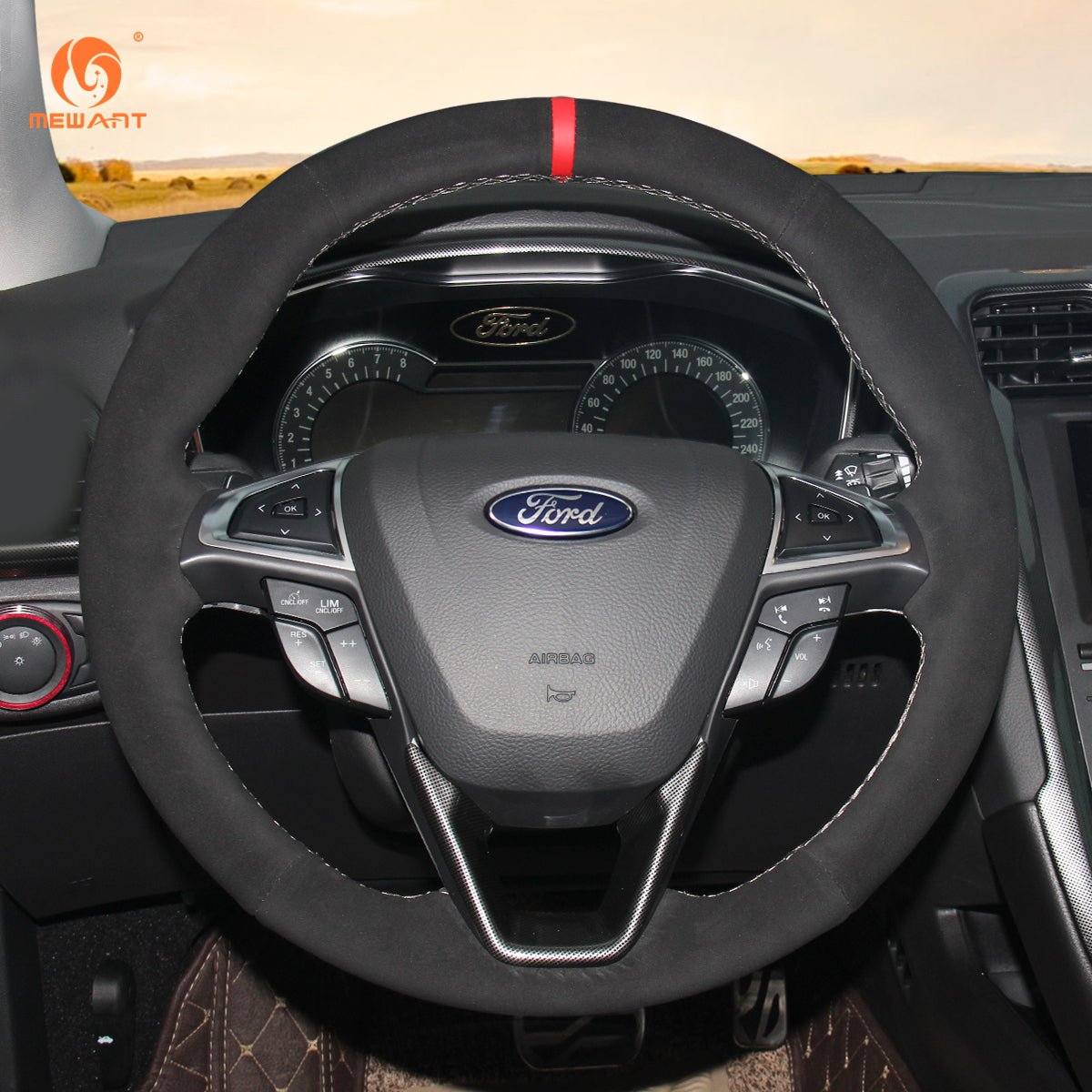 MEWANT Car Steering Wheel Cover for Ford Edge/ Fusion/ Mondeo/ S - Max/ Edge/ Galaxy - Mewant Cover