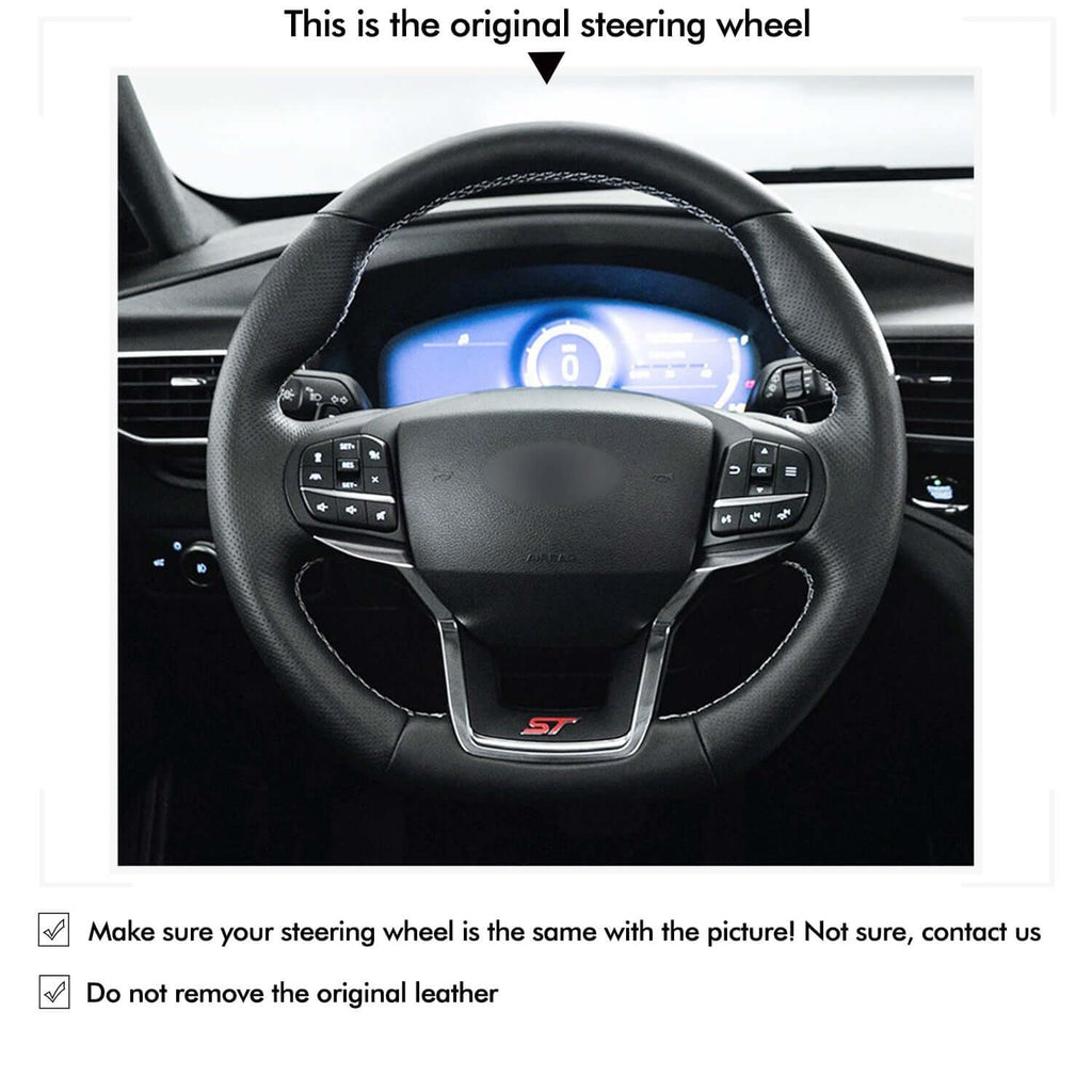 MEWANT Car Steering Wheel Cover for Ford Ford Explorer (ST/ST - Line/Timberline) - Alcantara, Leather, Carbon Fiber, Easy Install, Non - Slip, Best Steering Wheel Cover