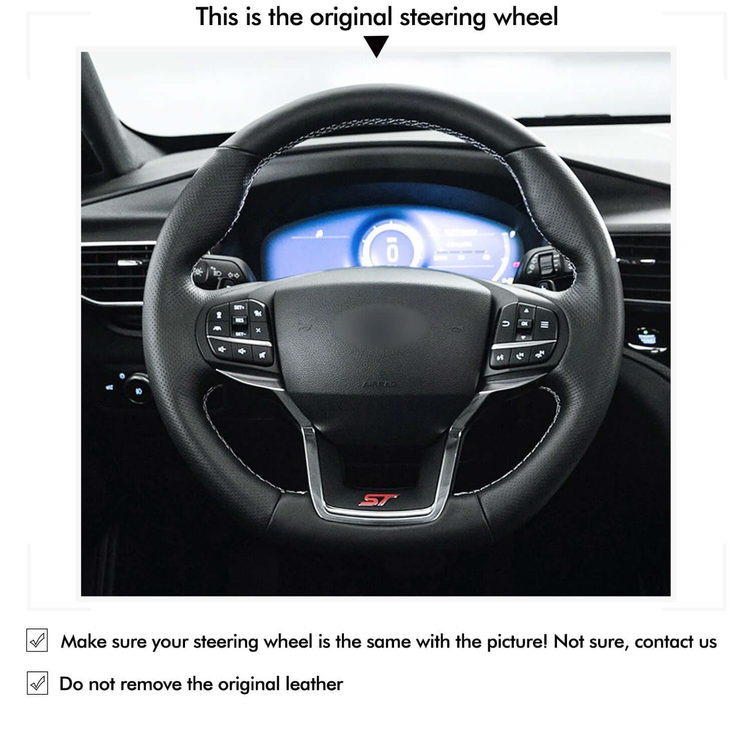 MEWANT Car Steering Wheel Cover for Ford Ford Explorer (ST/ST - Line/Timberline) - Alcantara, Leather, Carbon Fiber, Easy Install, Non - Slip, Best Steering Wheel Cover