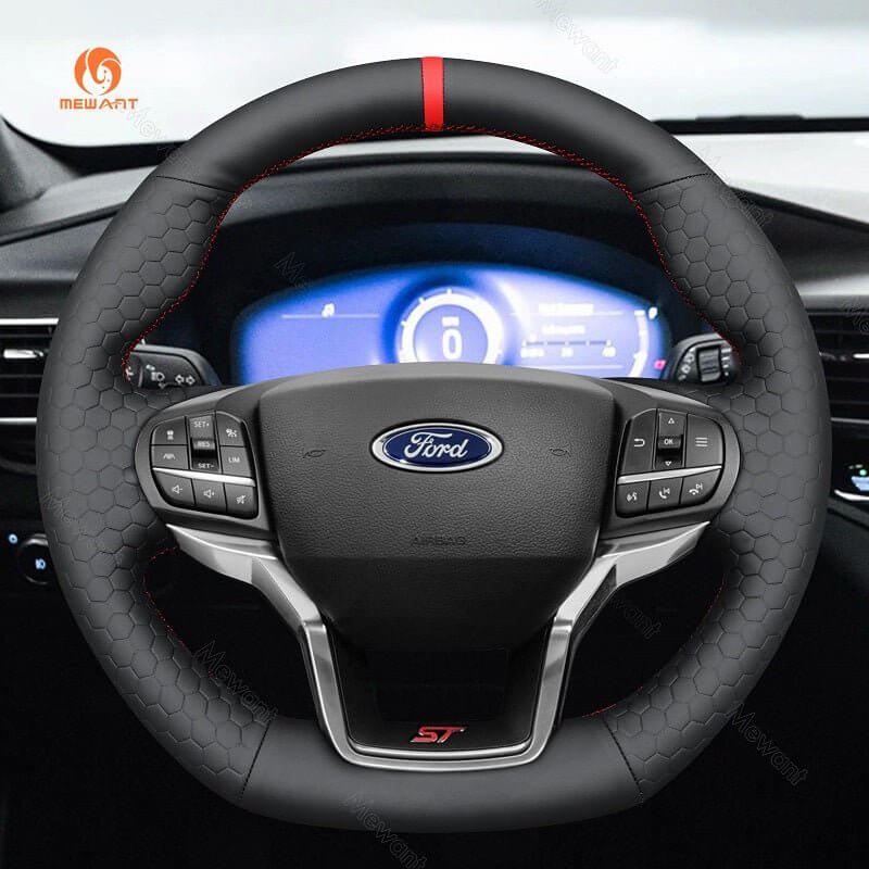 MEWANT Car Steering Wheel Cover for Ford Ford Explorer (ST/ST - Line/Timberline) - Alcantara, Leather, Carbon Fiber, Easy Install, Non - Slip, Best Steering Wheel Cover