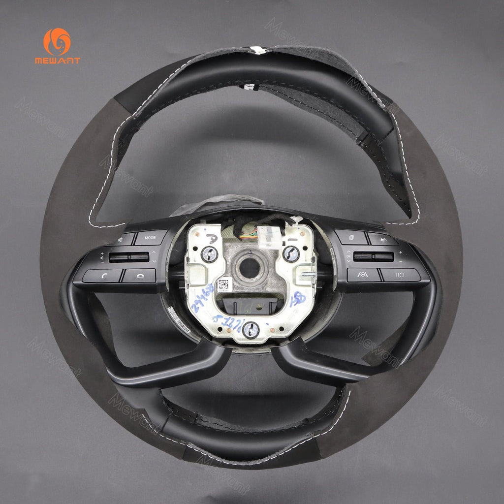 MEWANT Car Steering Wheel Cover for Hyundai i20 III 2020 - 2023 / Bayon 2021 - 2024 - Alcantara, Leather, Carbon Fiber, Easy Install, Non - Slip, Best Steering Wheel Cover