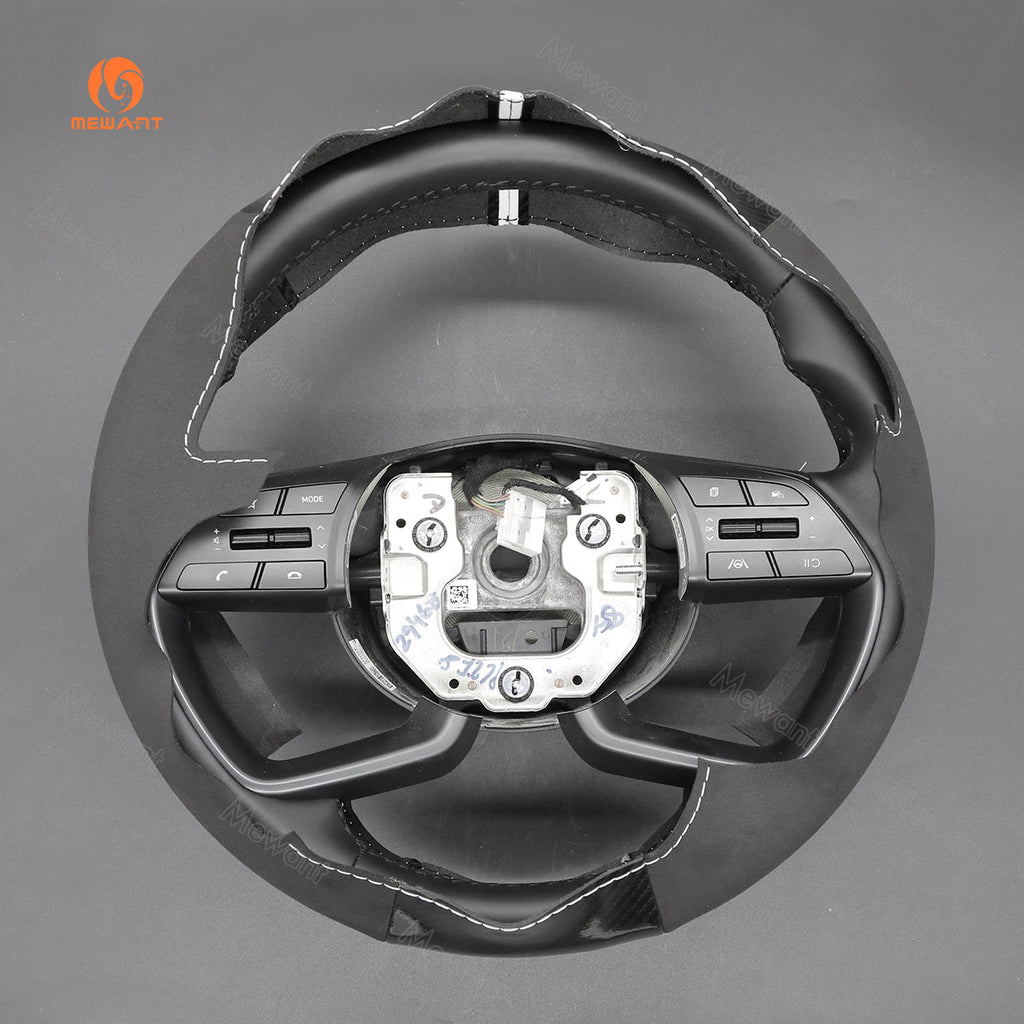 MEWANT Car Steering Wheel Cover for Hyundai i20 III 2020 - 2023 / Bayon 2021 - 2024 - Alcantara, Leather, Carbon Fiber, Easy Install, Non - Slip, Best Steering Wheel Cover