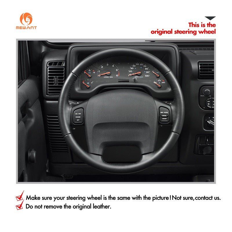 MEWANT Car Steering Wheel Cover for Jeep Wrangler Grand Cherokee - Alcantara, Leather, Carbon Fiber, Easy Install, Non - Slip, Best Steering Wheel Cover