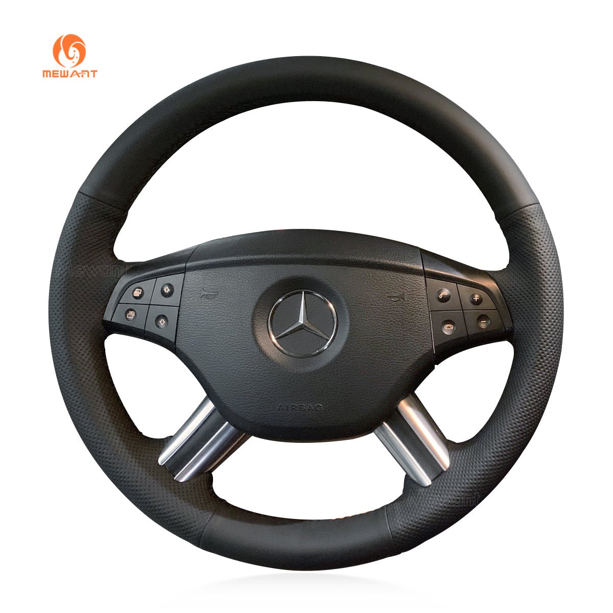 MEWANT Car Steering Wheel Cover for Mercedes Benz GL - Class X164 2006 - 2009 / M - Class W164 2005 - 2008 / R - Class 2006 - 2009 - Alcantara, Leather, Carbon Fiber, Easy Install, Non - Slip, Best Steering Wheel Cover