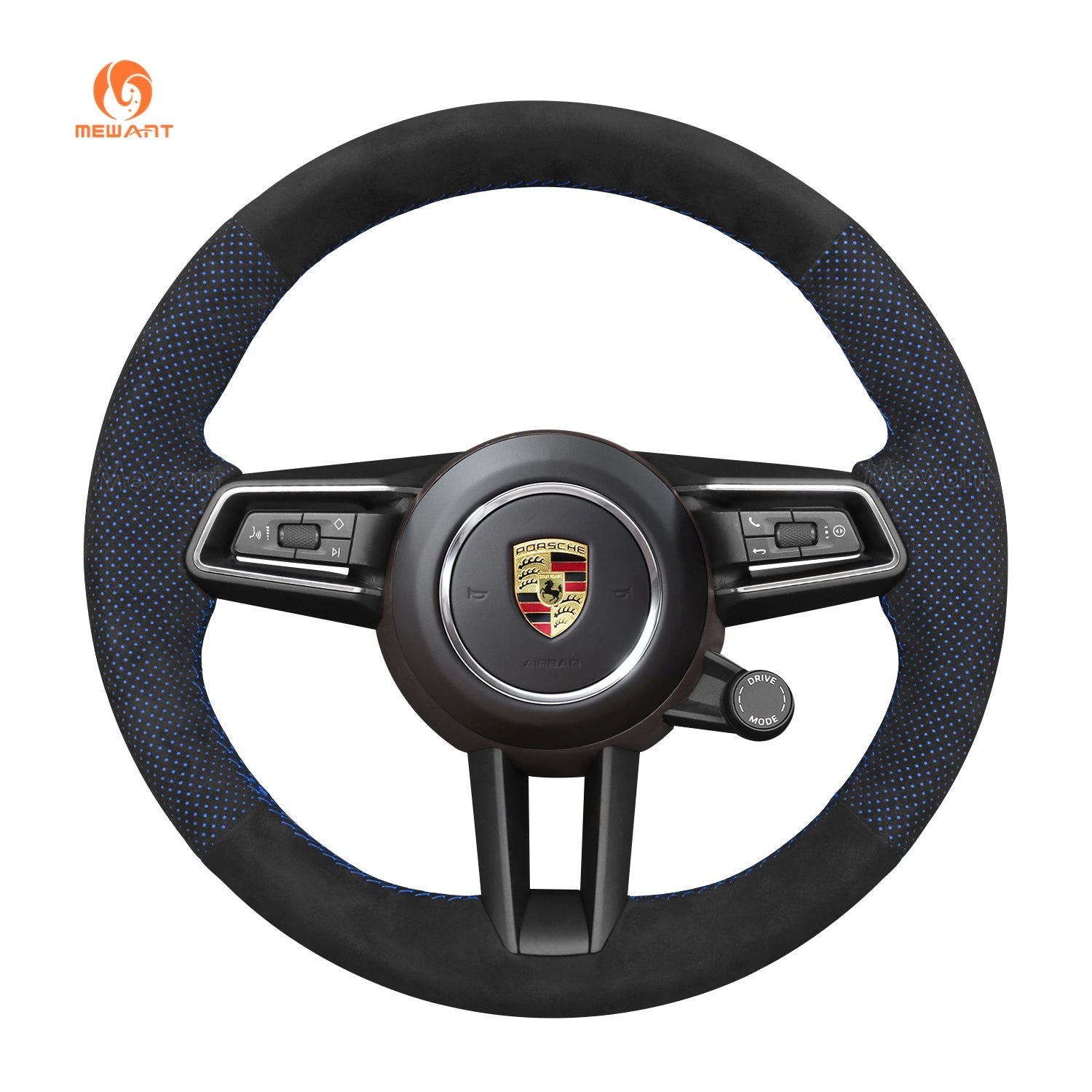 MEWANT Car Steering Wheel Cover for Porsche 911 (992) / Macan/ Panamera / Taycan - Alcantara, Leather, Carbon Fiber, Easy Install, Non - Slip, Best Steering Wheel Cover