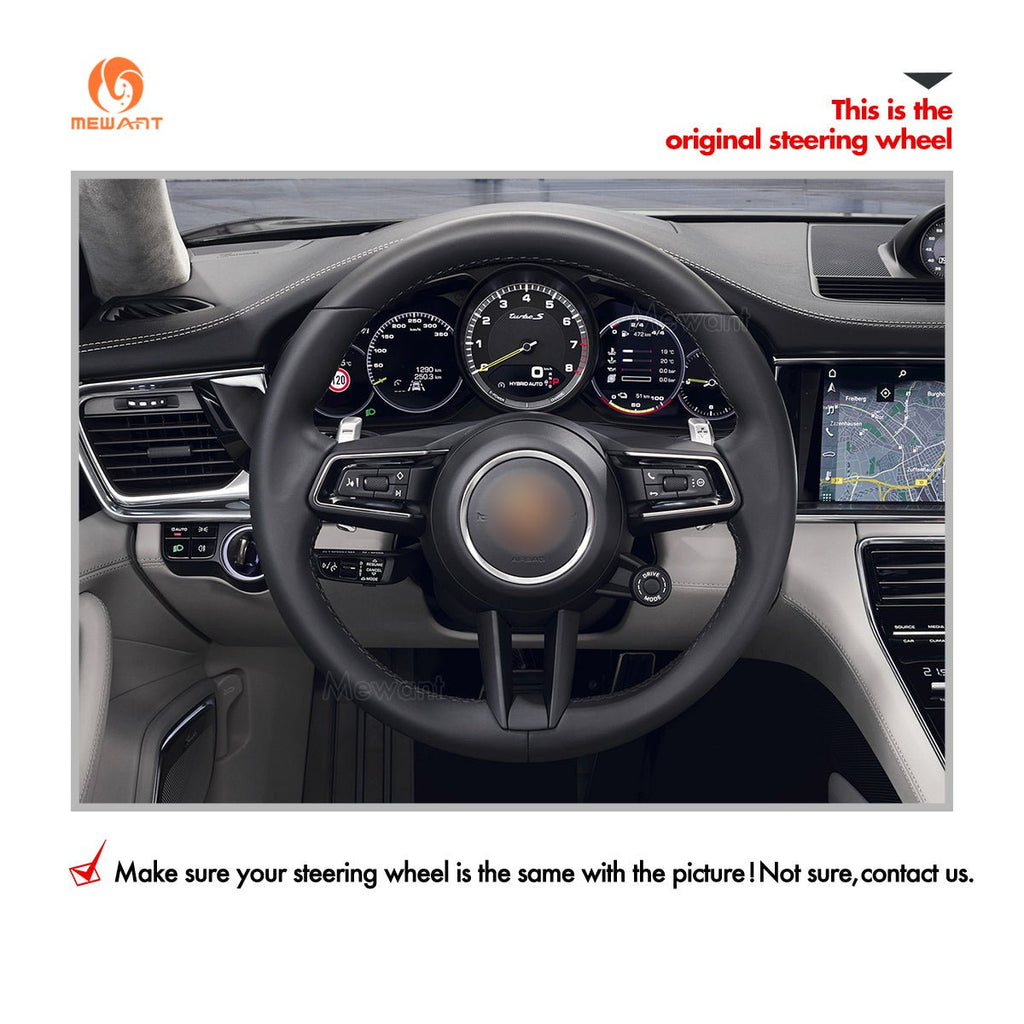 MEWANT Car Steering Wheel Cover for Porsche 911 (992) / Macan/ Panamera / Taycan - Alcantara, Leather, Carbon Fiber, Easy Install, Non - Slip, Best Steering Wheel Cover