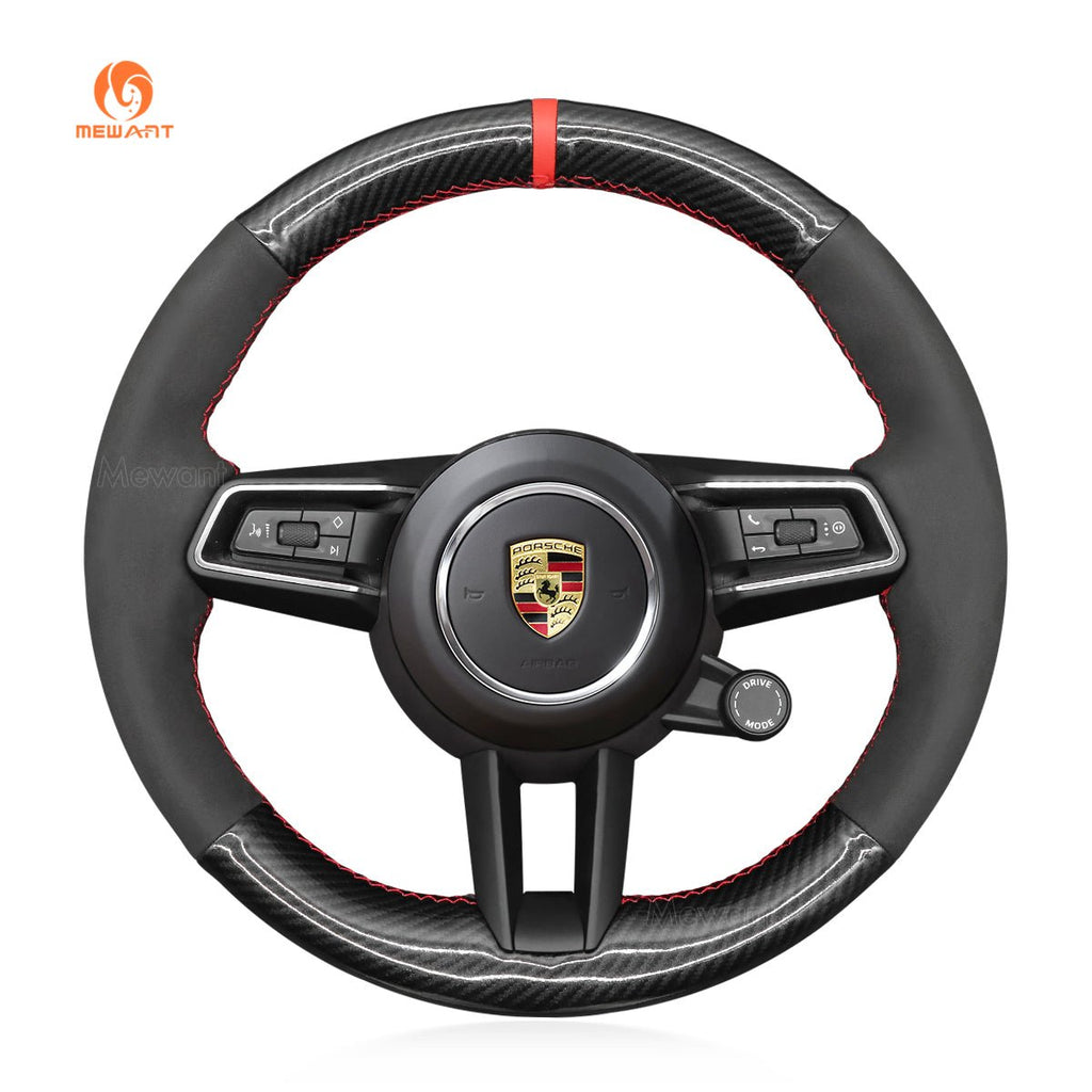 MEWANT Car Steering Wheel Cover for Porsche 911 (992) / Macan/ Panamera / Taycan - Alcantara, Leather, Carbon Fiber, Easy Install, Non - Slip, Best Steering Wheel Cover