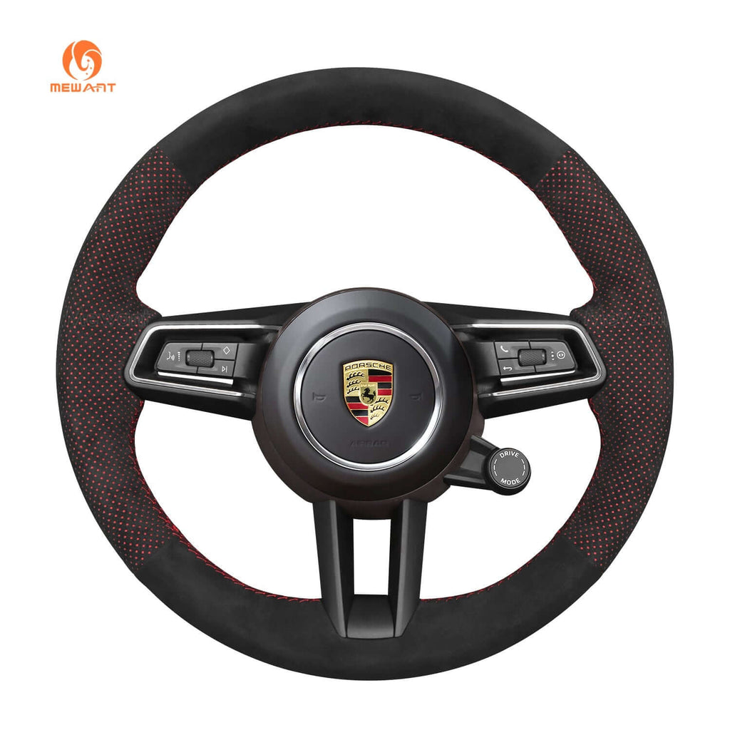 MEWANT Car Steering Wheel Cover for Porsche 911 (992) / Macan/ Panamera / Taycan - Alcantara, Leather, Carbon Fiber, Easy Install, Non - Slip, Best Steering Wheel Cover