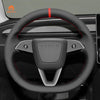 Mewant Car Steering Wheel Cover - for Tesla Model 3 Highland 2023 2024 2025 Model Y - US in stock - Alcantara, Leather, Carbon Fiber, Easy Install, Non - Slip, Best Steering Wheel Cover
