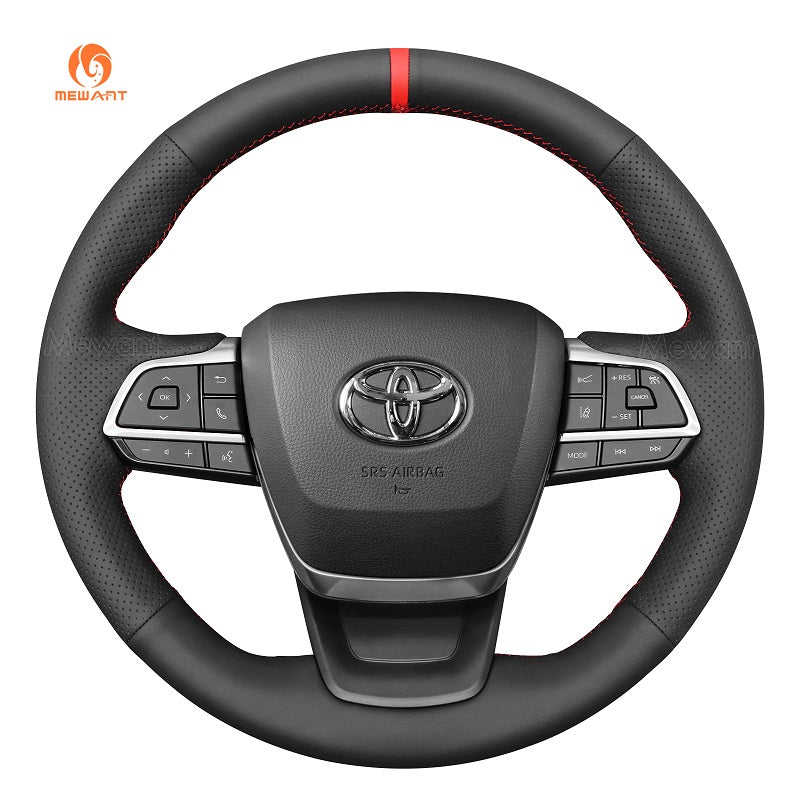 MEWANT Car Steering Wheel Cover for Toyota Highlander 2020 - 2024 / Grand Highlander 2024 / Sienna 2021 - 2024 - Alcantara, Leather, Carbon Fiber, Easy Install, Non - Slip, Best Steering Wheel Cover