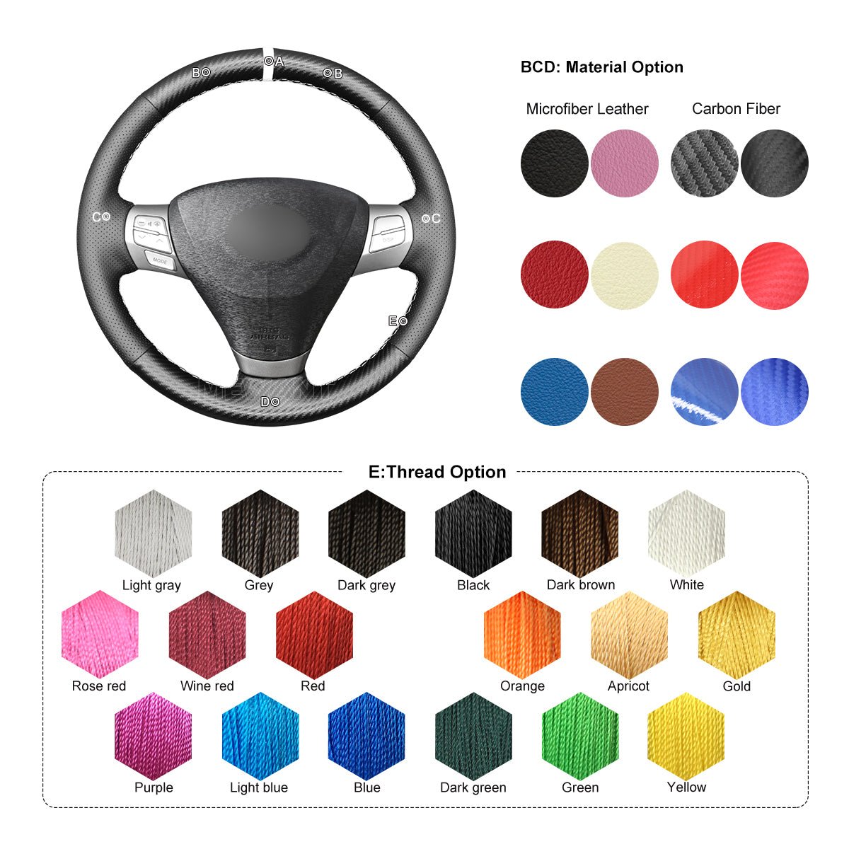 MEWANT Car Steering Wheel Cover for Toyota Solara (Camry Solara) 2007 - 2008 / Venza 2009 - 2012 - Mewant Cover