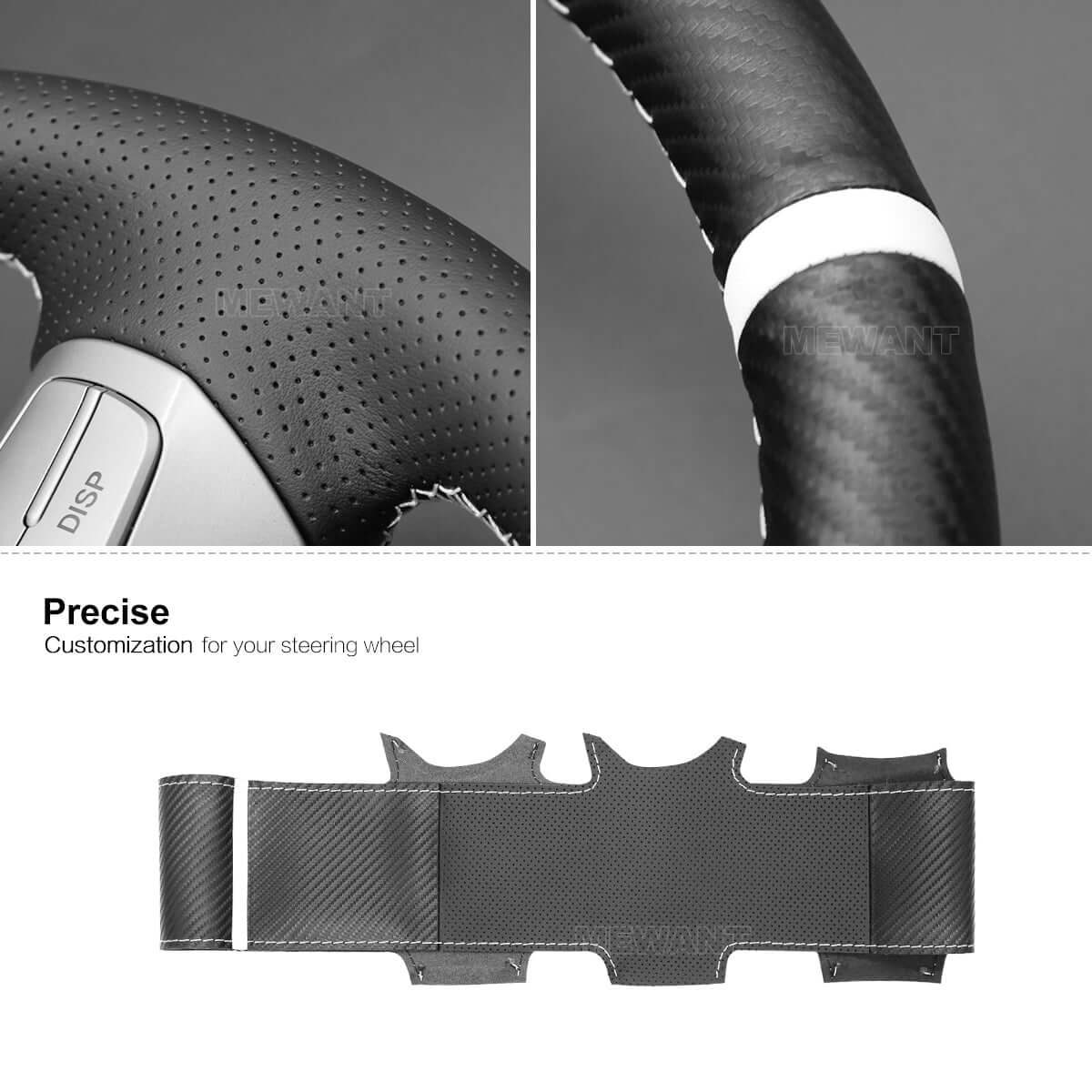 MEWANT Car Steering Wheel Cover for Toyota Solara (Camry Solara) 2007 - 2008 / Venza 2009 - 2012 - Alcantara, Leather, Carbon Fiber, Easy Install, Non - Slip, Best Steering Wheel Cover