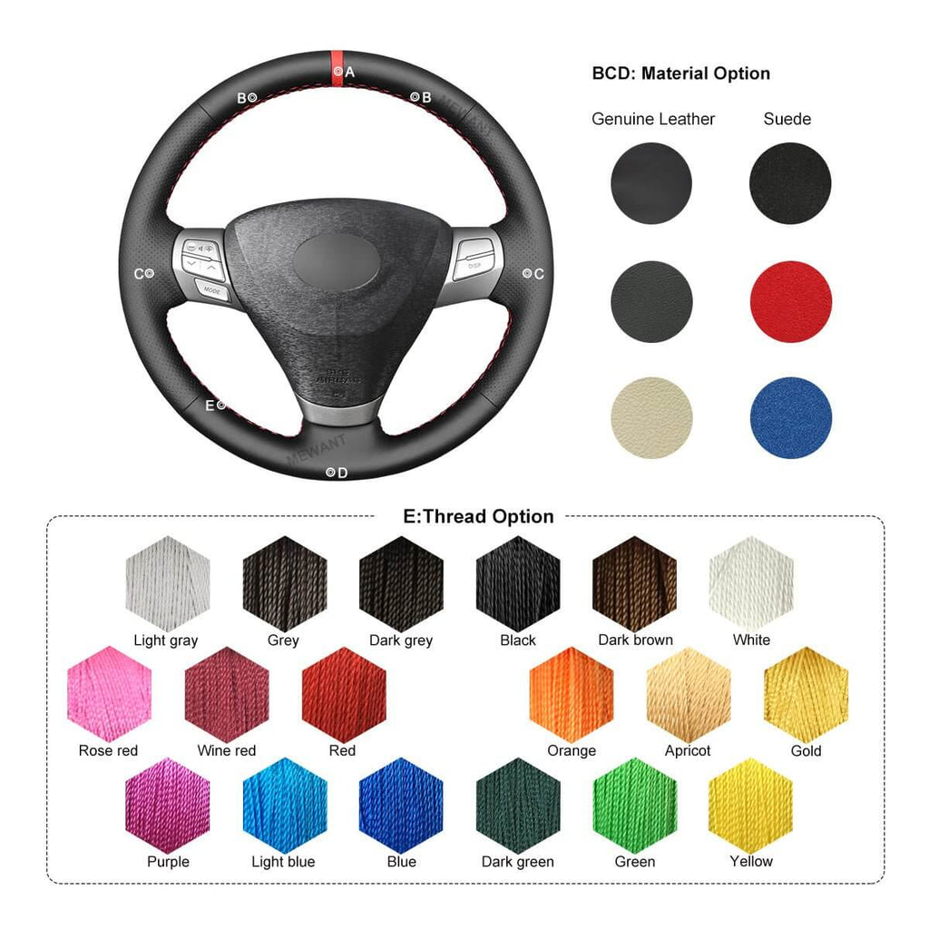 MEWANT Car Steering Wheel Cover for Toyota Solara (Camry Solara) 2007 - 2008 / Venza 2009 - 2012 - Alcantara, Leather, Carbon Fiber, Easy Install, Non - Slip, Best Steering Wheel Cover