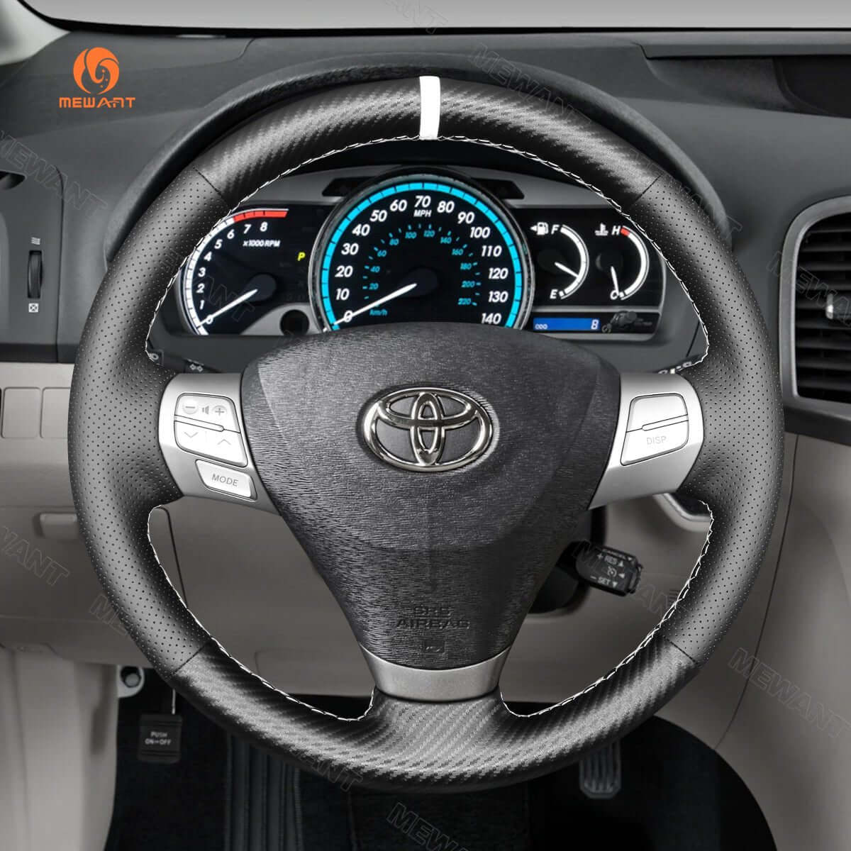 MEWANT Car Steering Wheel Cover for Toyota Solara (Camry Solara) 2007 - 2008 / Venza 2009 - 2012 - Alcantara, Leather, Carbon Fiber, Easy Install, Non - Slip, Best Steering Wheel Cover