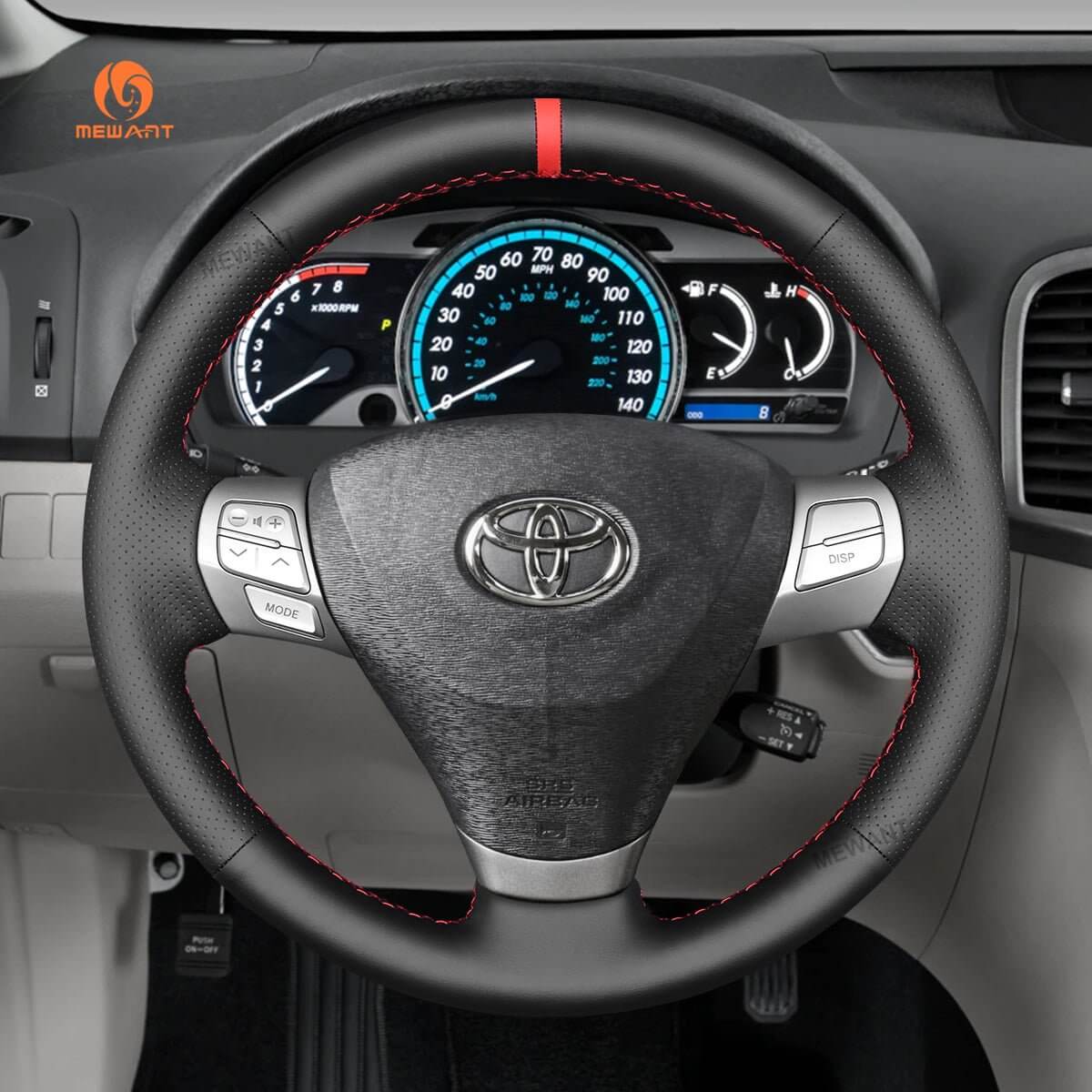 MEWANT Car Steering Wheel Cover for Toyota Solara (Camry Solara) 2007 - 2008 / Venza 2009 - 2012 - Alcantara, Leather, Carbon Fiber, Easy Install, Non - Slip, Best Steering Wheel Cover