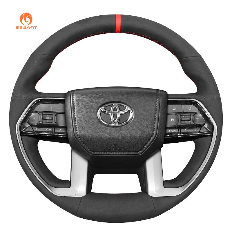 MEWANT Car Steering Wheel Cover for Toyota Tacoma Tundra Sequoia - Alcantara, Leather, Carbon Fiber, Easy Install, Non - Slip, Best Steering Wheel Cover
