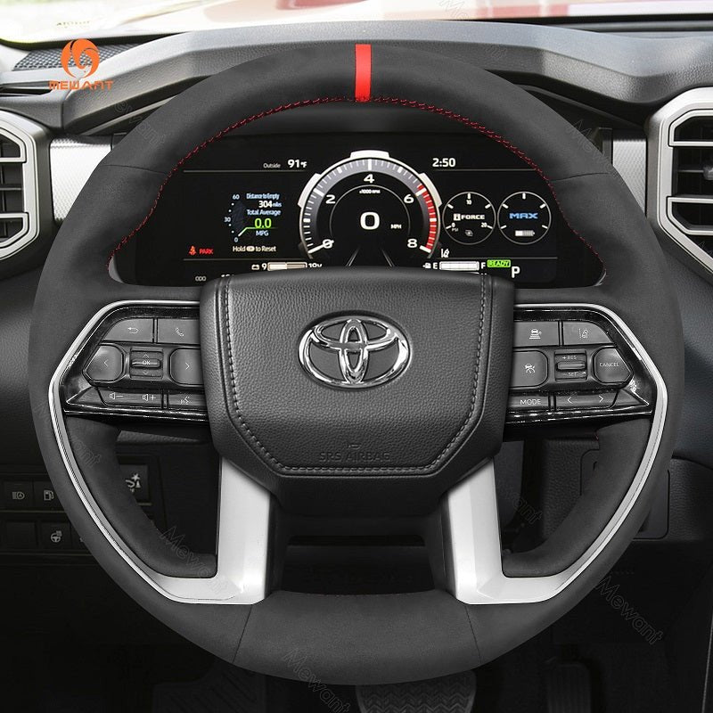 MEWANT Car Steering Wheel Cover for Toyota Tacoma Tundra Sequoia - Alcantara, Leather, Carbon Fiber, Easy Install, Non - Slip, Best Steering Wheel Cover