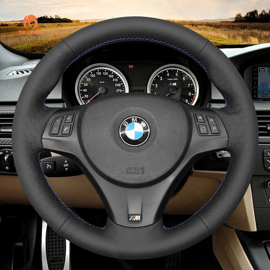 MEWANT Carbon Fiber Alcantara Car Steering Wheel Cover for BMW M Sport M3 E90 E91 E92 E93 / E87 E81 E82 E88 / X1 E84 / M3 E90 E92 E93 - Mewant Cover