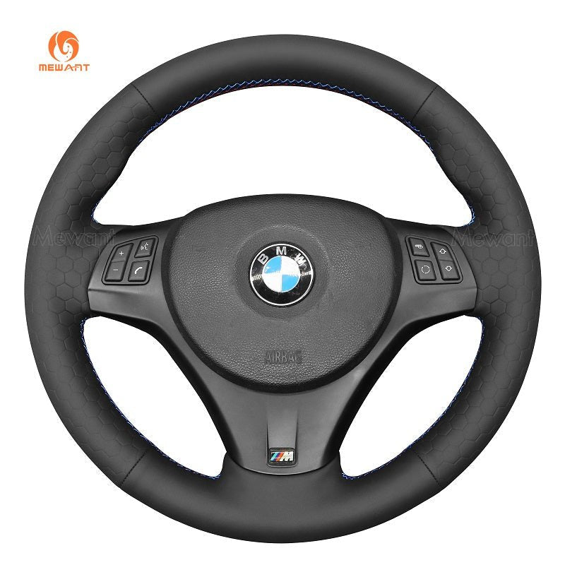 MEWANT Carbon Fiber Alcantara Car Steering Wheel Cover for BMW M Sport M3 E90 E91 E92 E93 / E87 E81 E82 E88 / X1 E84 / M3 E90 E92 E93 - Alcantara, Leather, Carbon Fiber, Easy Install, Non - Slip, Best Steering Wheel Cover
