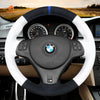 MEWANT Carbon Fiber Alcantara Car Steering Wheel Cover for BMW M Sport M3 E90 E91 E92 E93 / E87 E81 E82 E88 / X1 E84 / M3 E90 E92 E93 - Alcantara, Leather, Carbon Fiber, Easy Install, Non - Slip, Best Steering Wheel Cover